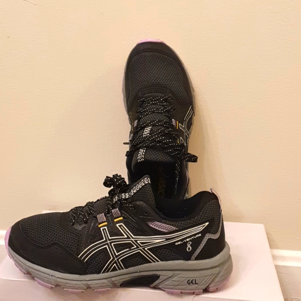 Women ASICS GEL-Venture Running Shoes Sneakers Black Size 8